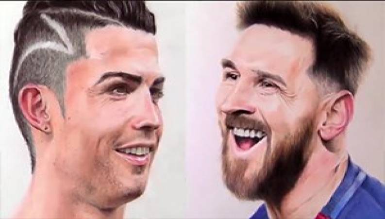 نقاشی جالب و دیدنی از اسم مسی و رونالدو