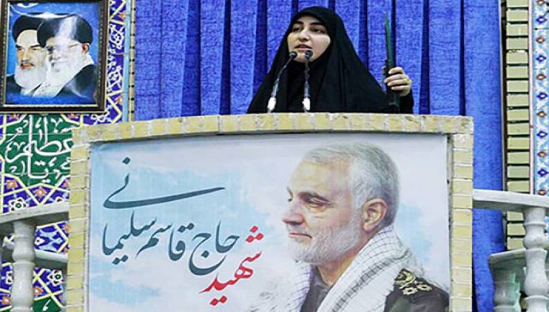 سخنرانی دختر حاج قاسم سلیمانی در نماز جمعه امروز کرمان