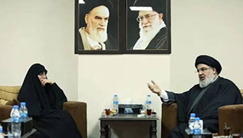 دیدار و گفت‌وگوی صمیمانه سید حسن نصرالله با فرزند شهید قاسم سلیمانی