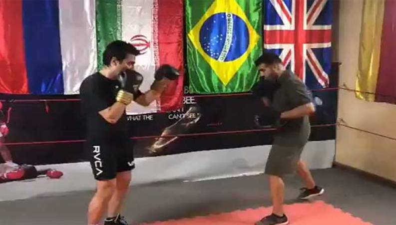 تمرین بوکس همایون شجریان با سرمربی سابق تیم در باشگاه