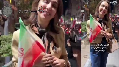 لحظه‌های بحث‌برانگیز زن بی‌حجاب در کنار روحانی؛ واکنش حسین شمقدری در تجمع شبانه | مکالمه…