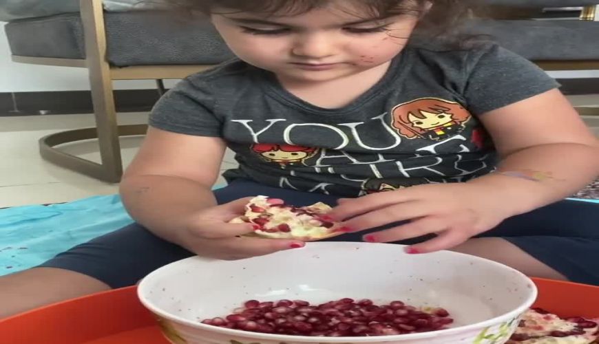 ساتین دختر زیبا و آروم شیلا خداداد برای مامان انار دون می کنه