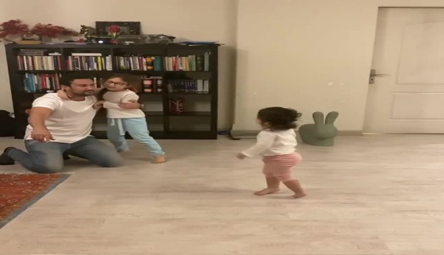 ورزش و بازی شاهرخ استخری با دخترانش پناه و نبات 