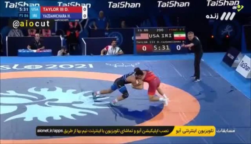 دقایقی از رقابت حسن یزدانی مقابل دیوید تیلور در فینال کشتی قهرمانی جهان