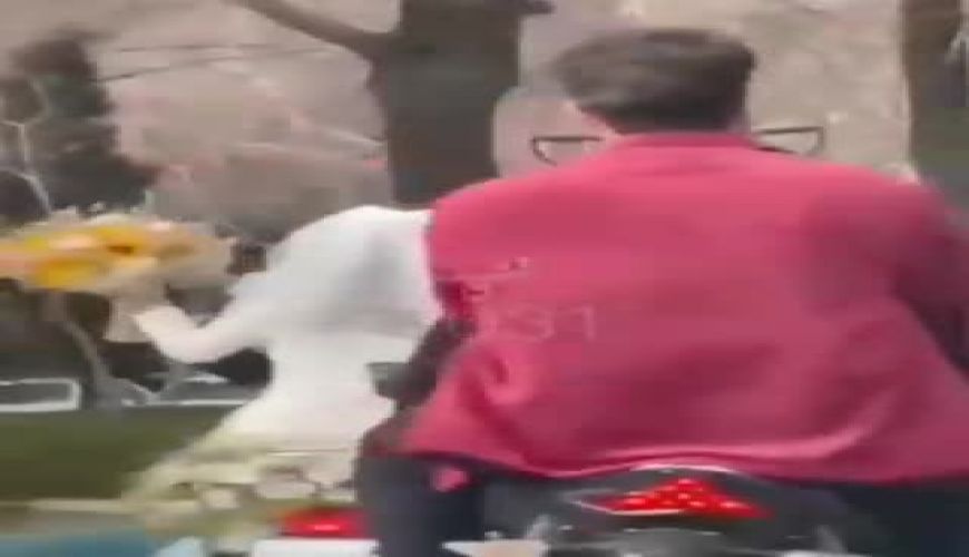  رفتن به خانه بخت یک عروس و داماد خوش ذوق با موتور