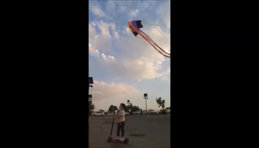 کایت بازی هانا پاک نیت به همراه پدر و مادرش در اطراف برج میلاد