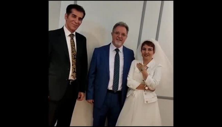 آناهیتا همتی ازدواج کرد ؛ آناهیتا همتی با لباس عروس در کنار داماد