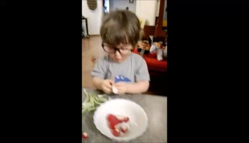 ترفند بامزه اوستا پسر نورا هاشمی برای وقتی پیاز پوست می گیرید اشک نریزید