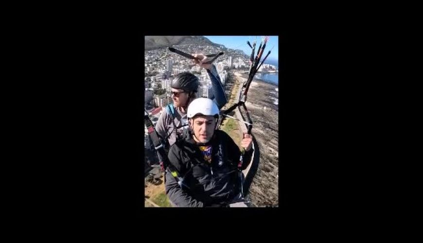 پاراگلایدر سواری علی ضیا با هیجانات شدید در سفرش به آفریقا