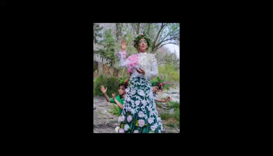 لباس های فریبا طالبی و همسرش به سبک پریان بهاری در روز طبیعت / میکاپ عروس خانم بازیگر با تاج گل طبیعی