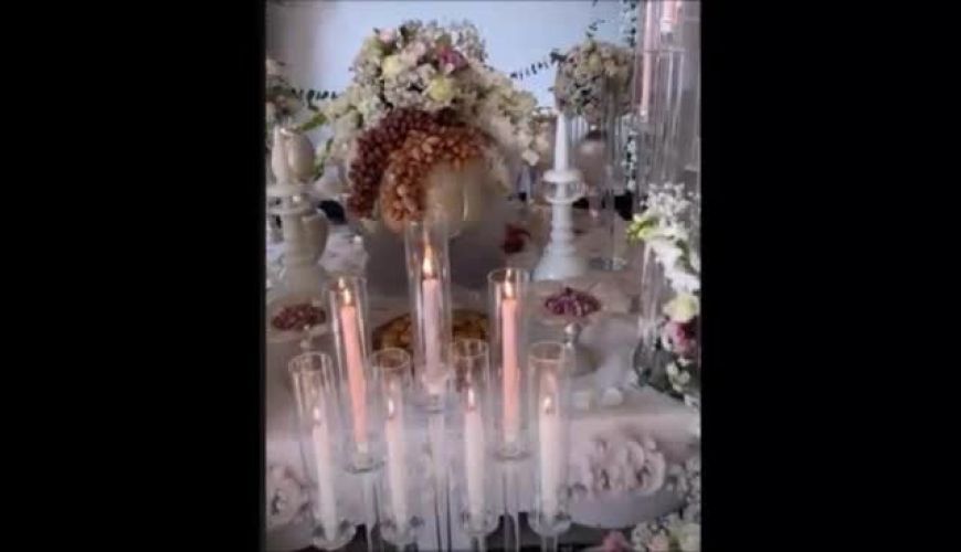 سفره عقد مجلل مونا کرمی تازه عروس سینمای ایران با چیدمان لاکچری و تزیین با گل های طبیعی 