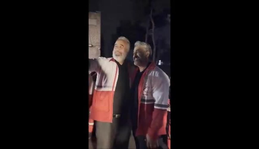 حضور پژمان جمشیدی در جمع نیروی های زحمتکش هلال احمر 